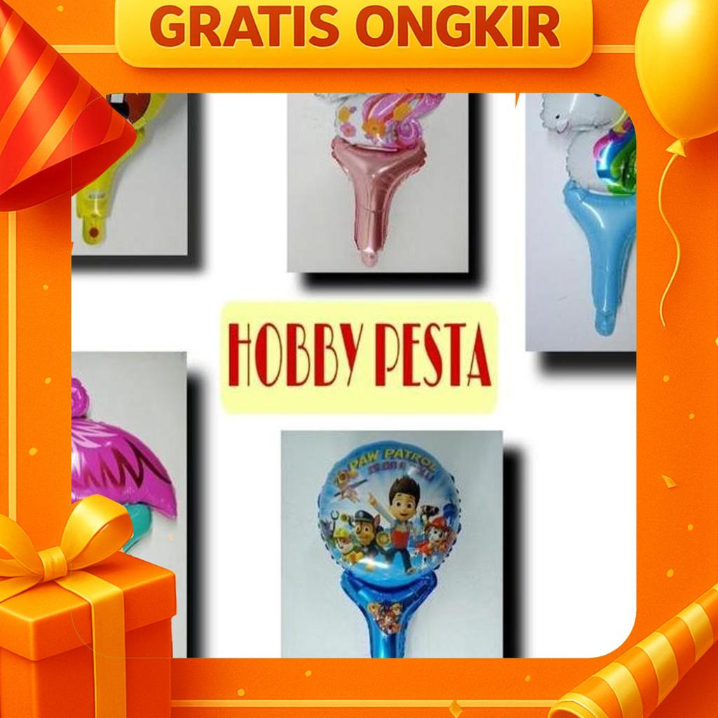Balon Pentungan Pendek Karakter / Balon Foil Karakter Pentungan / Balon Tongkat Karakter