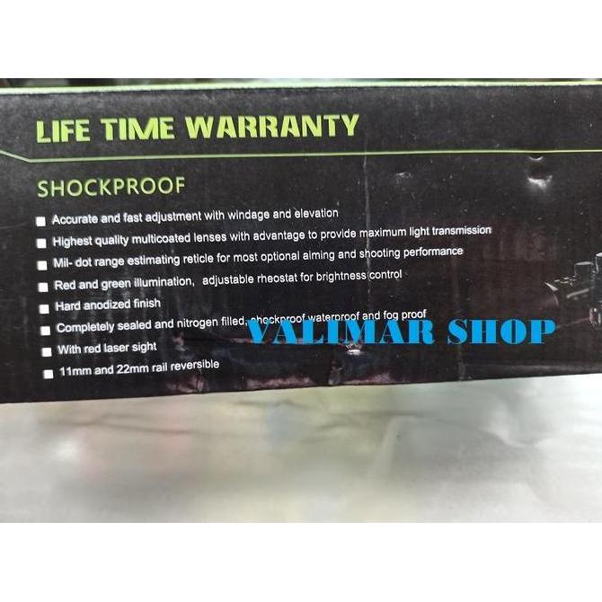 Tele Teropong Riflescope M9 3-10x42E Laser Merah Original