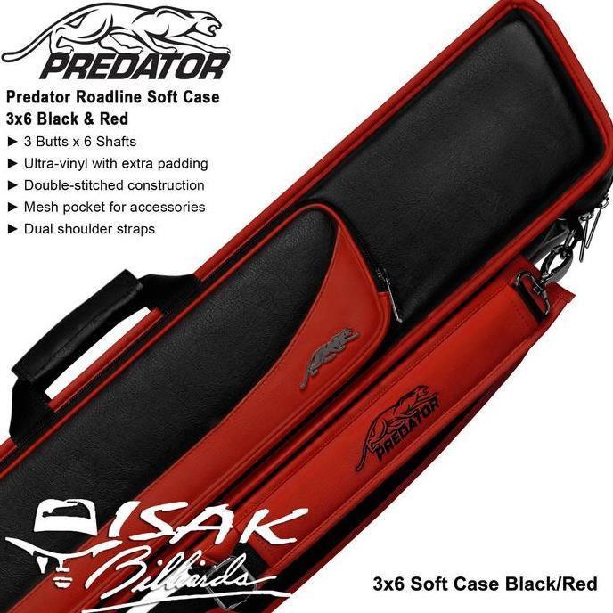 Predator Roadline 3x6 Soft Cue Case | Black & Red Tas Stick Billiard