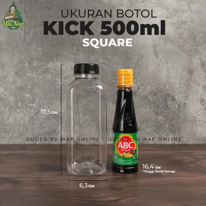 New- Botol Kick Square 500 ml (Kotak) - Botol Plastik 500ml