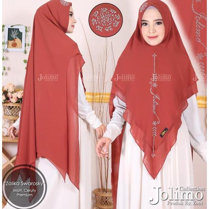 Promo Khimar Ceruty Premium Zalika Swaarosky / Jilbab Ceruty 2 Layer Pet Antem / Hijab Pakaian Wanit