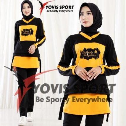 Promo Setelan Sablon Jogger Wanita Muslim By Yovis Sport Cod