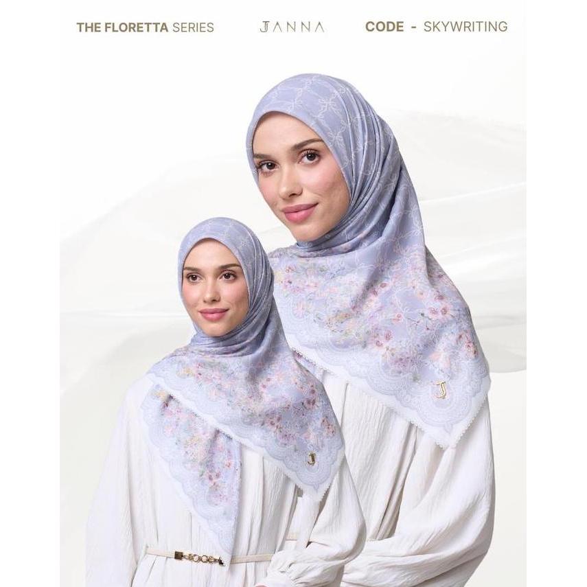Promo Janna The Floretta Series Premium Printing Scarf Hijab Segi Empat Motif Mewah Cantik Lembut Pi