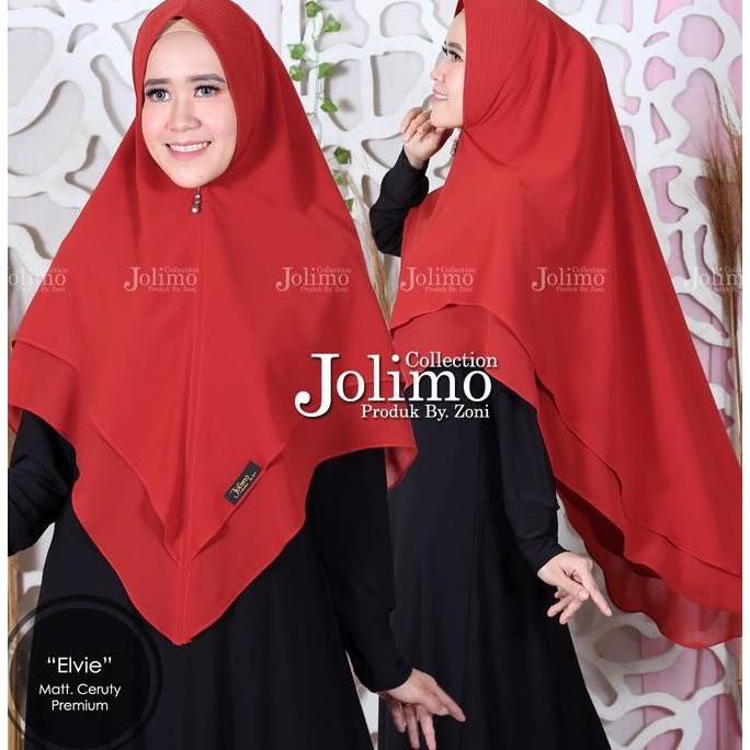 Promo Khimar Ceruty Elvie / Hijab 2 Layer / Jilbab Pet Antem / Kerudung Instan Cod