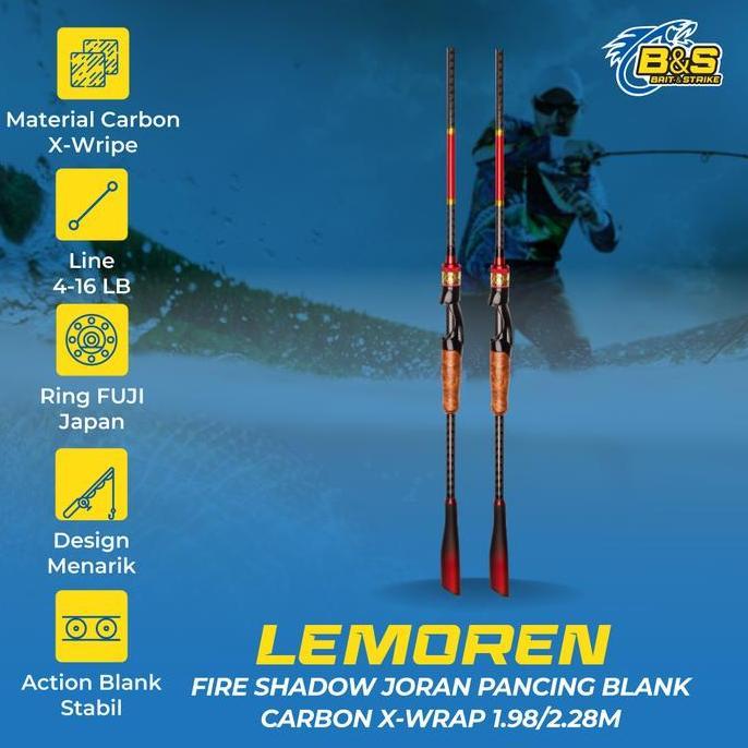 Joran Pancing Lemoren Fire Shadow 4-16lbs 1.98M/2.1M/2.28M joran pancing blank karbon Xwrap JP009