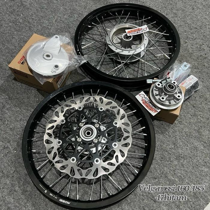 Velg Set Rossi 160/185 17 Hitam Tromol Depan Jupiter Original Tromol Belakang Rx-King Set Pnp Cb Gl 