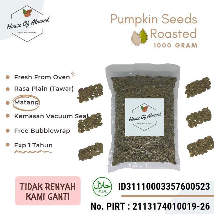 Pumpkin Seeds Roasted (Matang Panggang) 1Kg Biji Labu Kuning Kupas