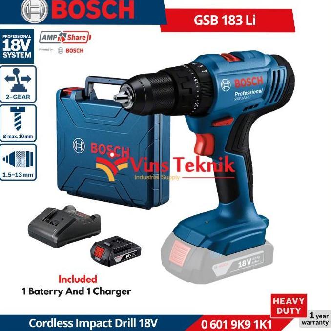 Sale Bosch Gsb 183 Li Mesin Bor Tembok Baterai Cordless Impact Drill 18V Gsb183Li