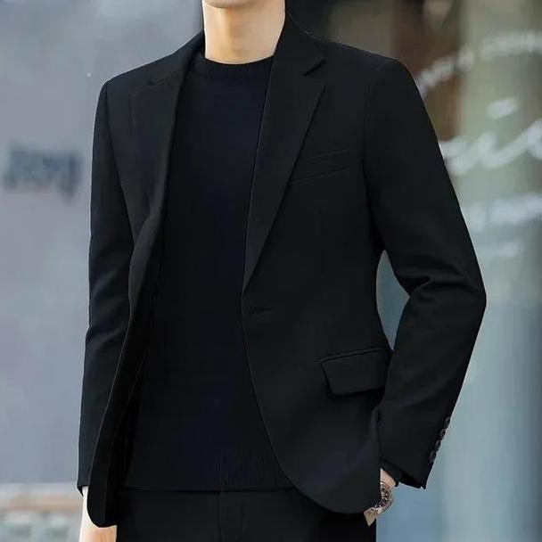 Best Jas Pria Slimfit /Jas Pria Formal /Jas Hitam Pria Bahan Jetblack High Quality