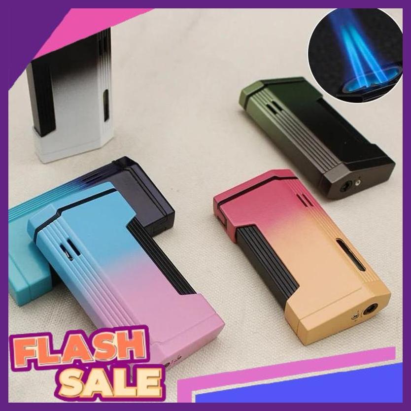 Terbaik Mancis Korek Api Bara Gas Dual Jet Torch 2 Api Korek Api Anti Angin Isi Ulang Gift Dr-02