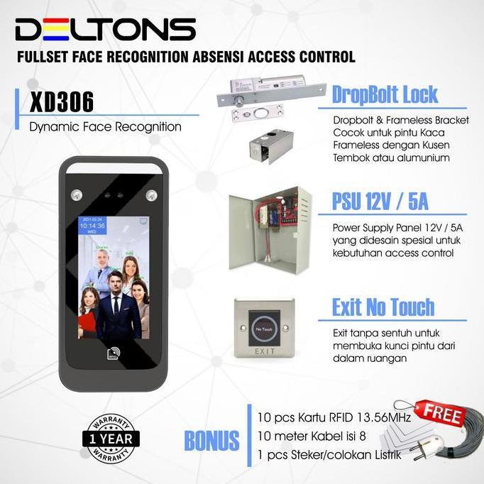 PAKET ACCESS CONTROL DELTONS FACE RECOGNITION AKSES WAJAH DROPBOLT ORIGINAL DAN TERPERCAYA