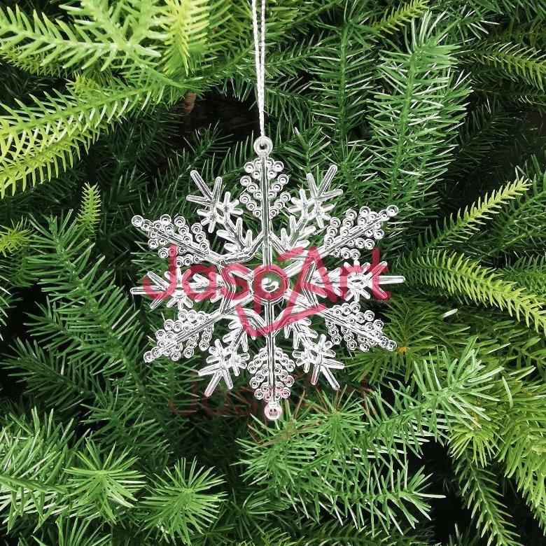 Gantungan Kristal Pohon Natal Snowflake Es Dekorasi Akrilik Kristal Gantungan Aksesoris Kaca isi 6 -
