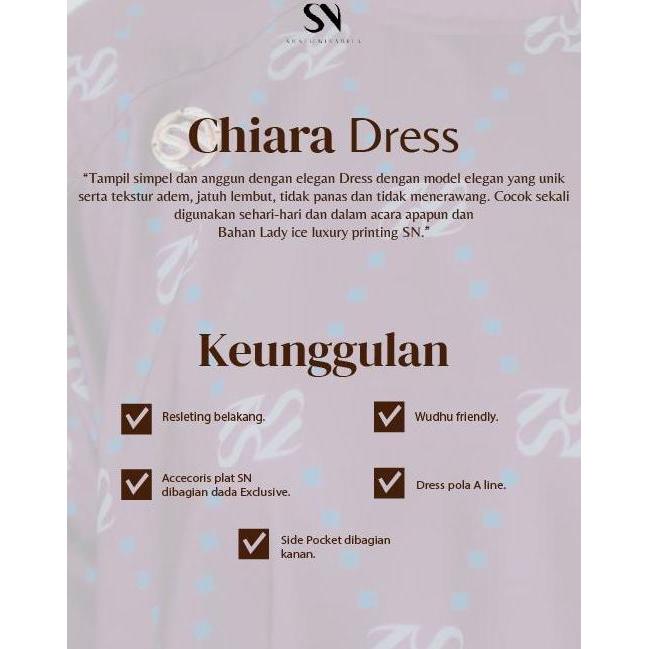 Sale Shalu Nisabila - Chiara Dress Gamis Motif Monogram Lady Ice Panjang Wanita Syari Elegan Formal 