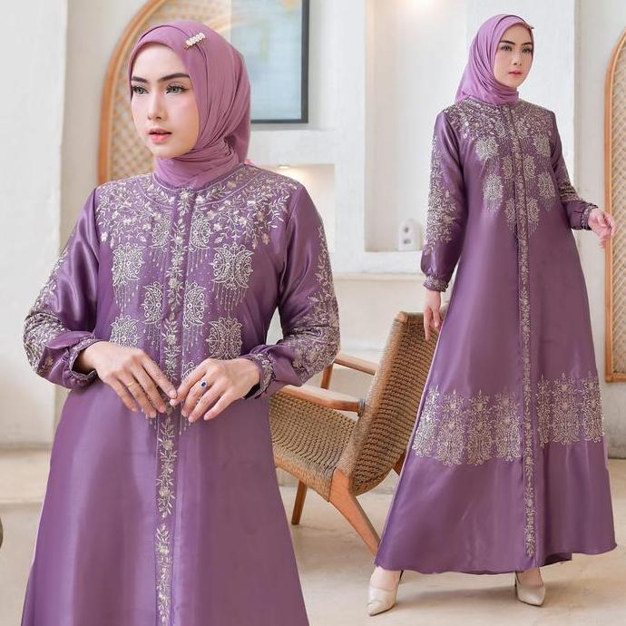 Promo Gamis Lebaran 2024 Cristal Silk Premium Motif Bordir Pintu Aceh 2