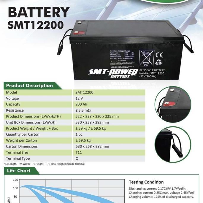 Battery Smt Power 12v 200Ah Murah