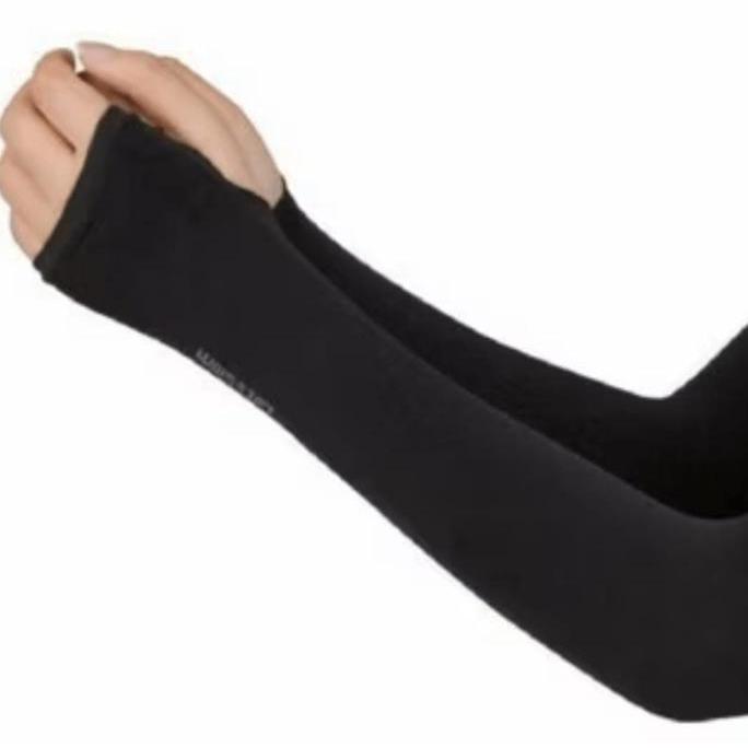 Manset Deker Tangan Sepasang Jempol Jari Long Handsock Arm Sleeve Finger Rajut Polos Sepeda Muslimah