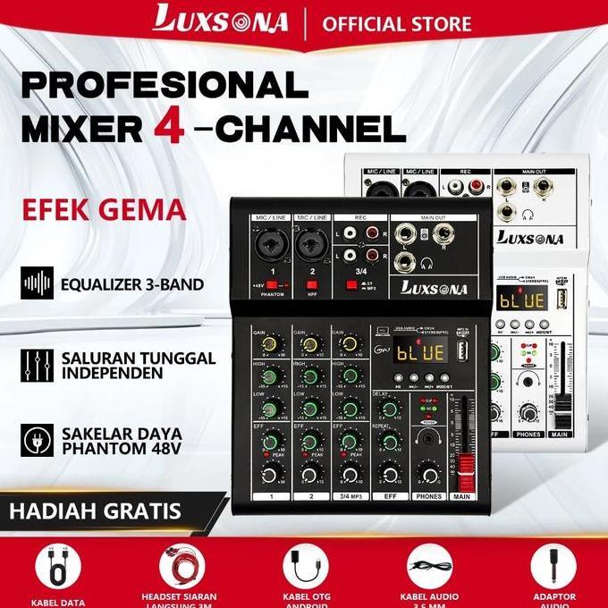Hermansyah_toba - Luxsona Mixer 4 Channel Mini Amplifier Bluetooth Profesional Soundcard USB Termura