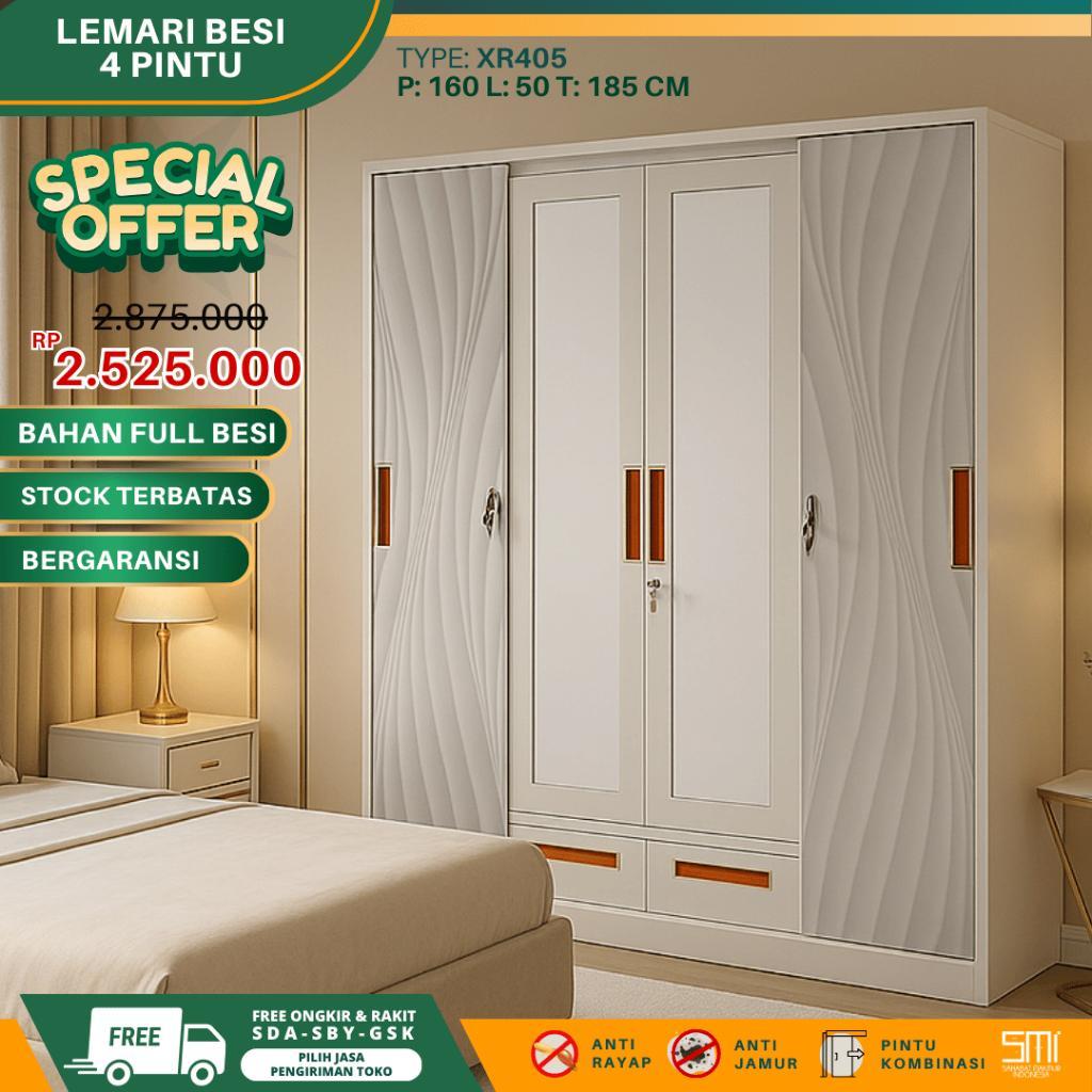Lemari Besi 4 Pintu - Lemari Pakaian Sliding, Lemari Baju Besi, Lemari Besi 4 Pintu, Lemari Besi
