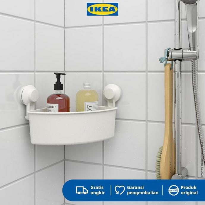 IKEA TISKEN Rak Sudut Tempel Dinding Putih