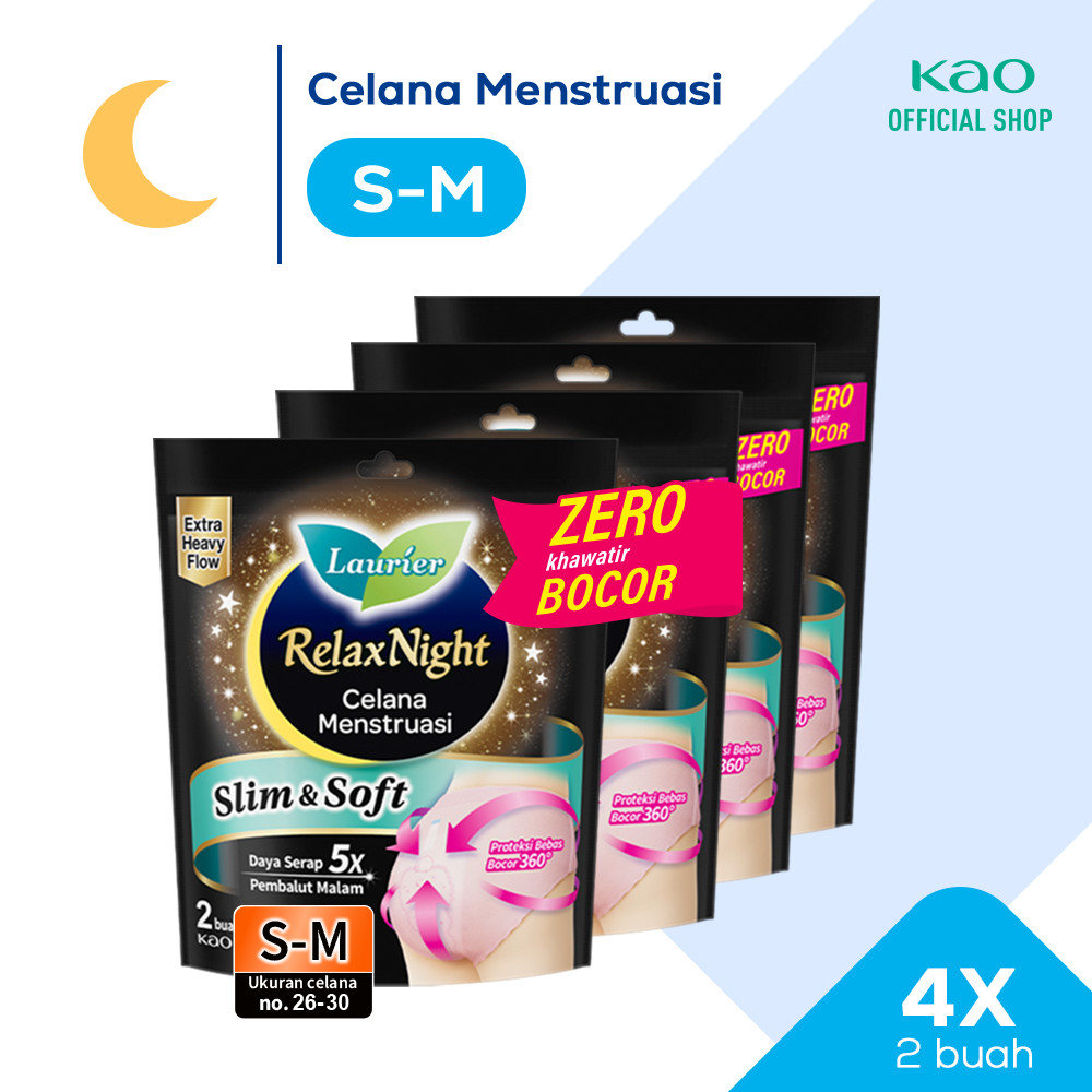 Laurier Relax Night Celana Menstruasi Pembalut Wanita Size S-M 2 Buah (Pembalut Celana) Fourpack