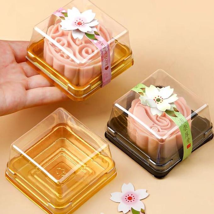 (50Sets) Tray Mika Tutup Mooncake Tray Mika Tutup Mooncake Pudding Kue Bulan Tray Mooncake 50Gr 75Gr