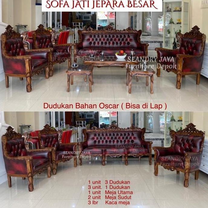 Terlaris Sofa Kayu Jati Jepara Ukir/Besar/Meja/Furniture/Depok/Promo/Murah/L321