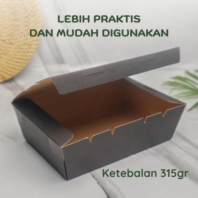 Paper Lunch Box Kotak Makan Kertas 315 Gr Tanpa Rakit Hitam Size M