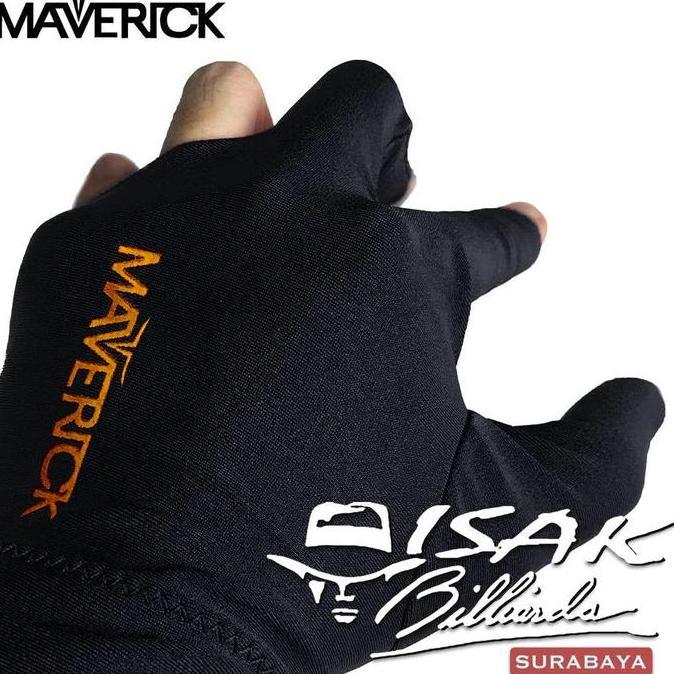 Maverick Pool Glove - Open Finger Black Sarung Tangan Biliar Billiard