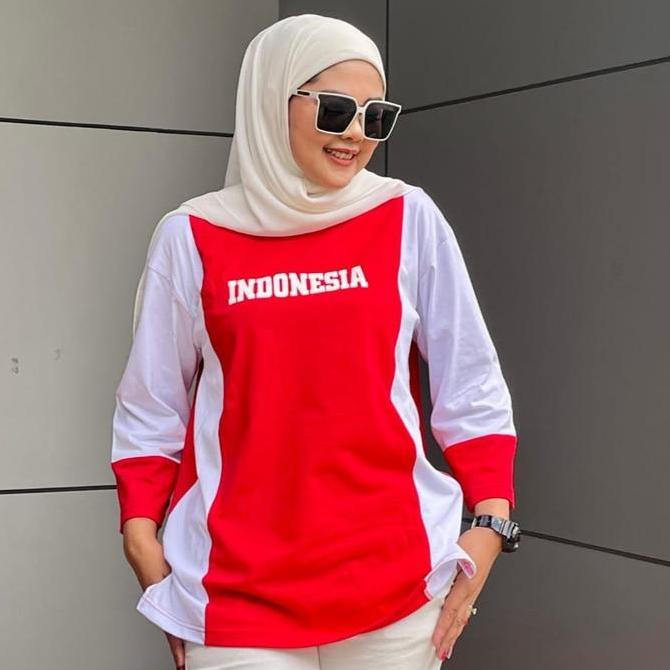 Edisi Kemerdekaan Atasan Wanita Oversize Merah Putih Indonesia Terbaru Jumbo / Atasan Wanita baju