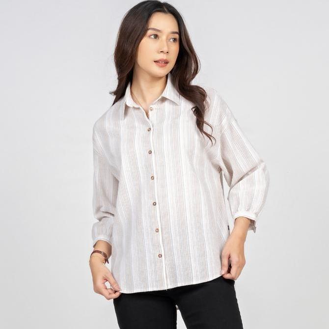C2 Kyomie Brown Kemeja 7/8 Casual Oversize Wanita