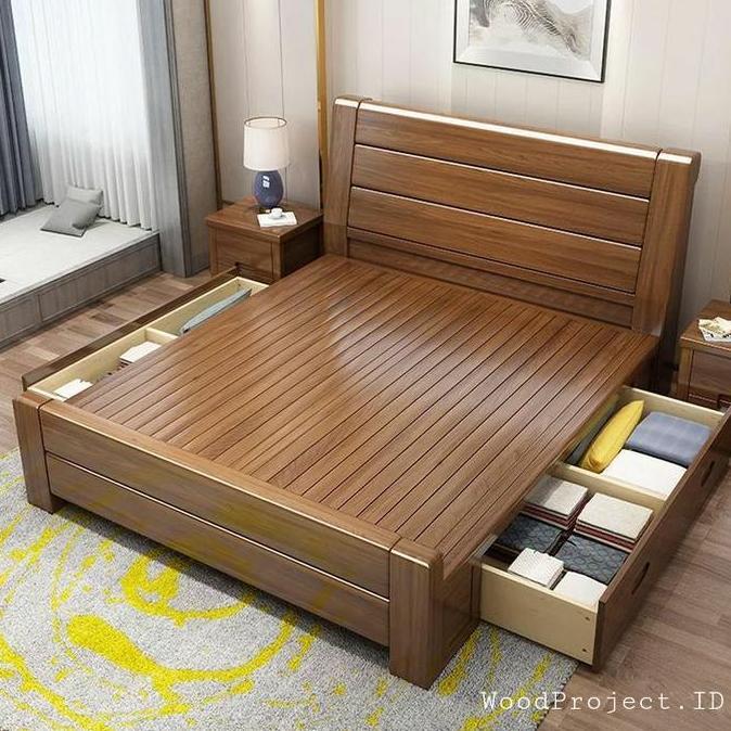 Terbaru Dipan Laci 160X200 Minimalis Kayu Jati Modern