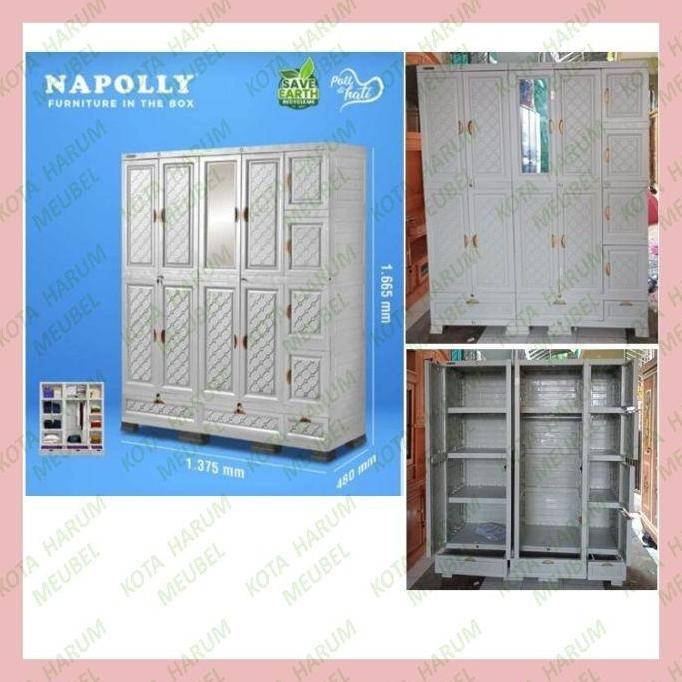 Terlaris Lemari Baju Pakaian Cabinet Plastik Premium Kualitas Estetik Jumbo Besar Napolly Napoly 5 P