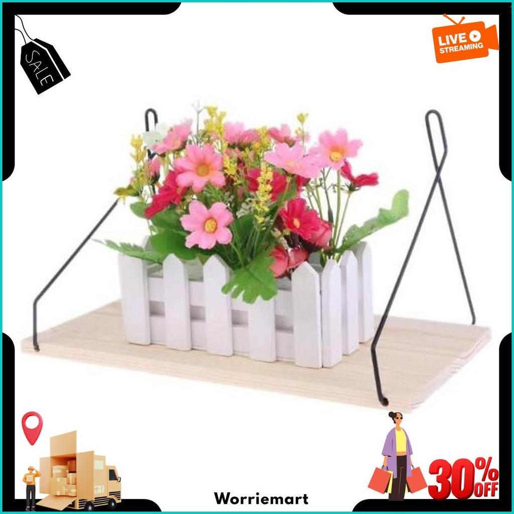 Rak Dinding Besi Serbaguna Rak Bumbu Dapur Dekorasi Kayu Hanging Rack Shelf Original Produk