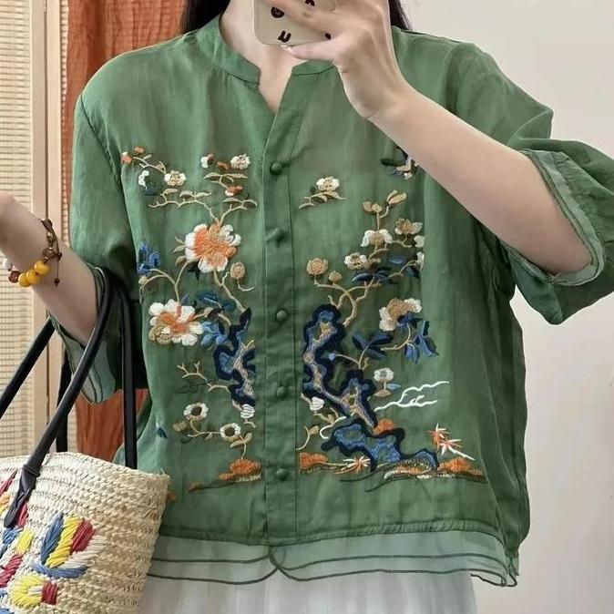 atasan bordir wanita atasan longgar bordir