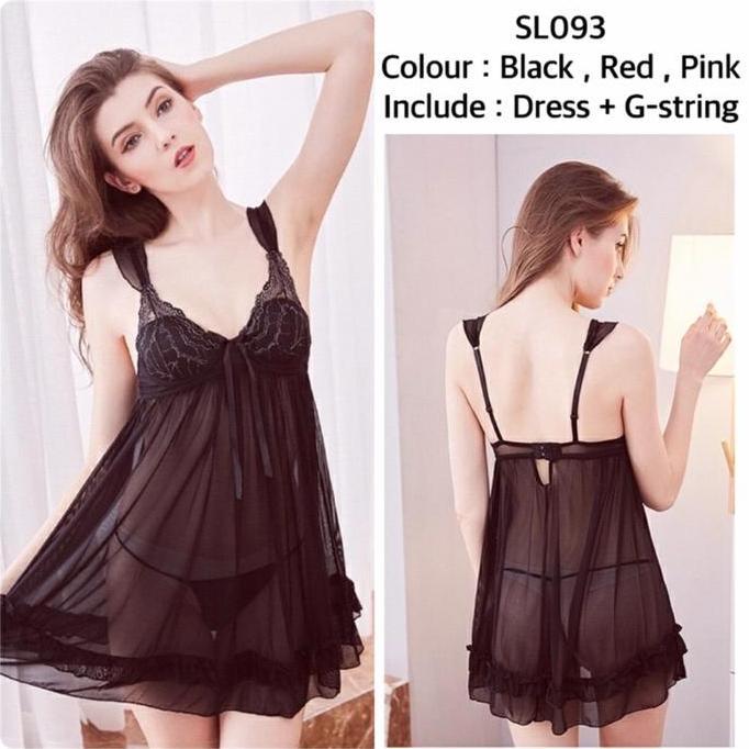 baju tidur tipis cup bra dress cantik