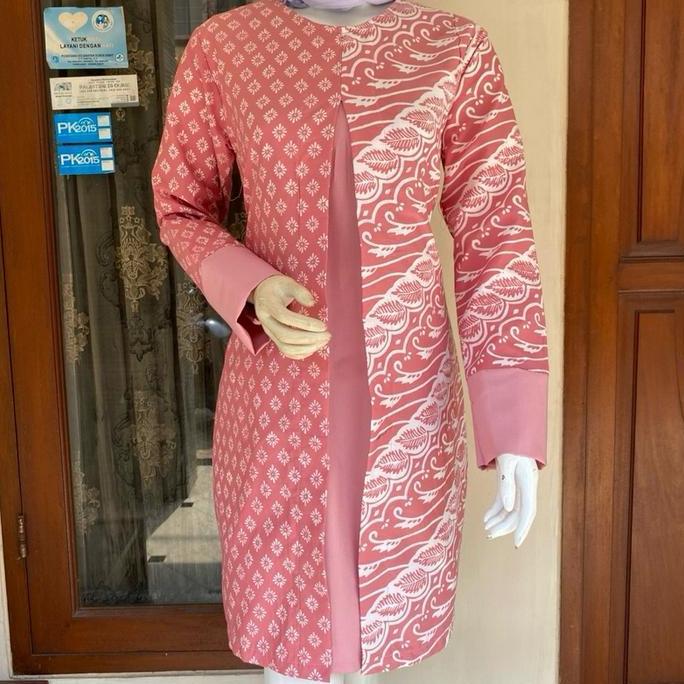 BATIK CAP WANITA TUNIK SAFIRA | FULL FURING | BAHAN KATUN PREMIUM