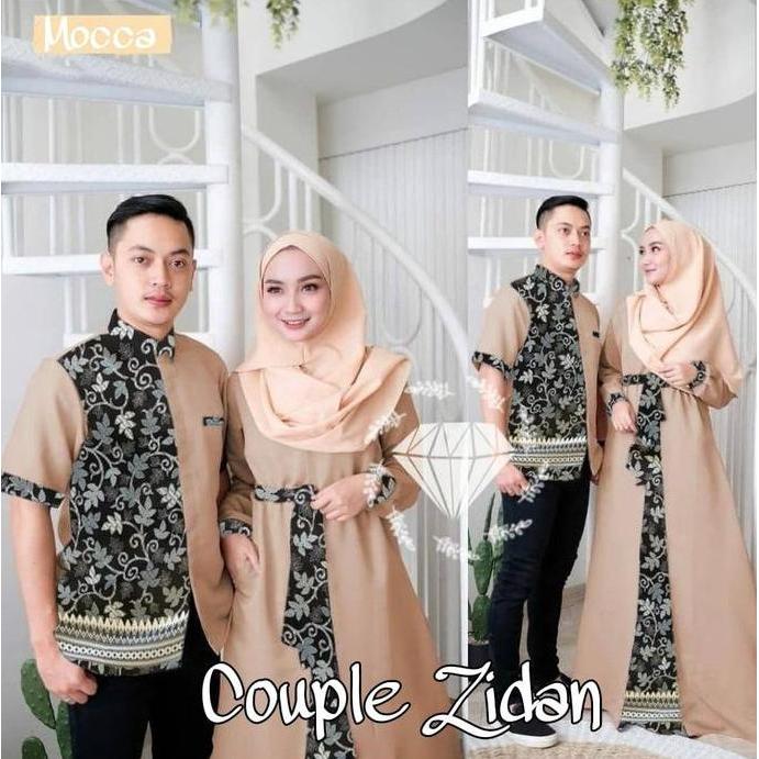 Zidan 2 Ukuran 6 Warna Bahan Moscrepe Kombinasi Batik Fashion Pakaian Pasangan Couple Kemeja Cowo da
