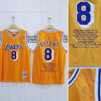 Baju Jersey Basket NBA Kobe Bryant LA Lakers "Achievement" Kuning Terlaris