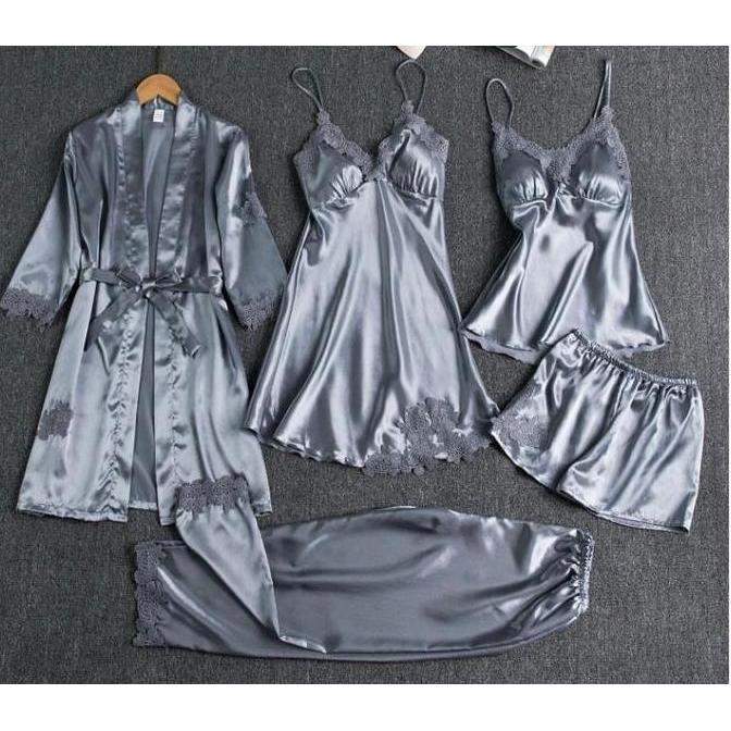 BAJU TIDUR WANITA PIYAMA SET SEXY KIMONO 5 IN 1/ LINGERIE SET KIMONO / DRESS SEXY / KIMONO SILK /BAJ