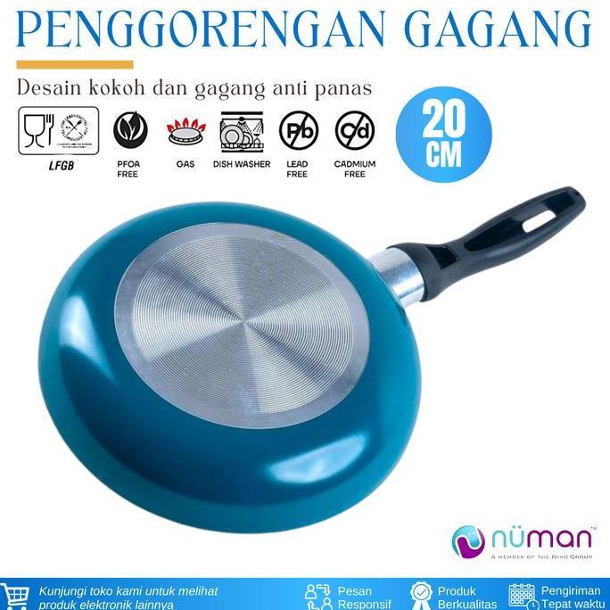 Numan Klassika Frypan Penggorengan 20 Cm White Marble Coating Stick Frypan Penggorengan Anti Lengket