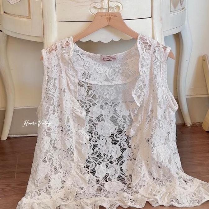 Himeka Vintage - Fionna Lace Vest - Lace Vest - Vest Vintage - Coquette Cottagecore Vest -