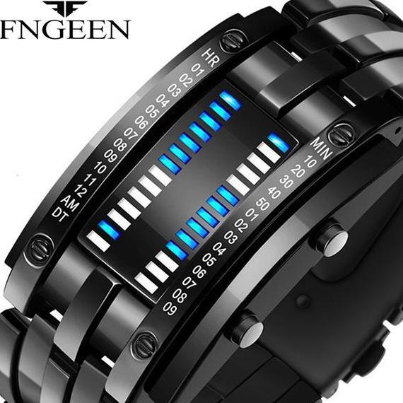 Putrowayahseller - FNGEEN Ironman Jam Tangan Pria Digital LED Anti Air Stainless Steel Sport