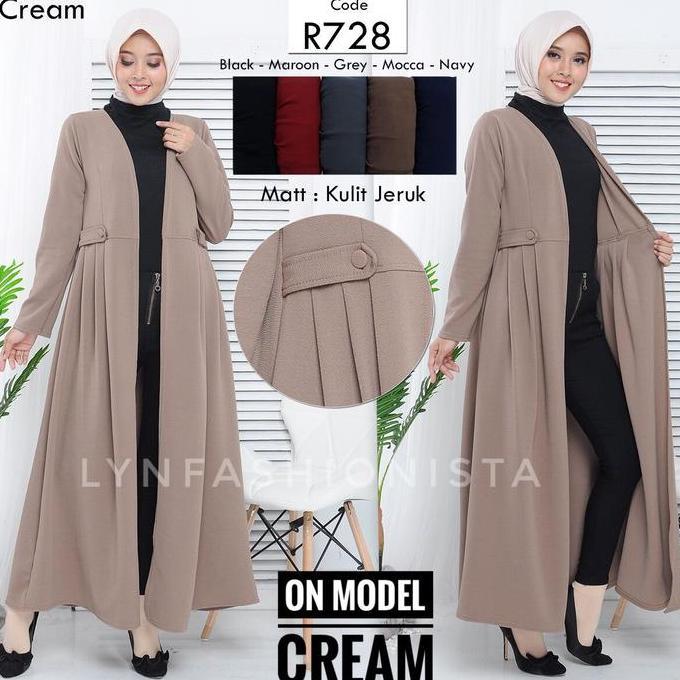 LONG CARDIGAN PANJANG OUTER WANITA MUSLIMAH JERUK TEBAL ADEM/VIKA