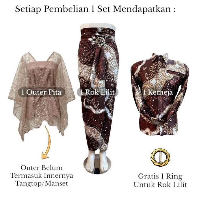 Rmdn Collection Baju Couple Kemeja Batik Pria & Rok Lilit Wanita Kemeja Kondangan Pasangan Wisuda Se