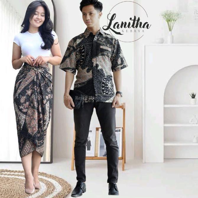 Batik Couple Pasangan Batik couple Modern Kemeja Pendek Bawahan Kebaya Couple Batik Rok Lilit Couple