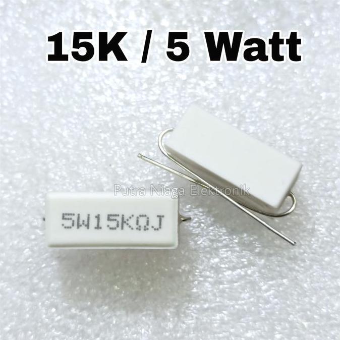 Murah (1) Resistor 15K ohm 5 watt 15Kohm 5W keramik / kapur / cemen 5watt putran1a Berkualitas