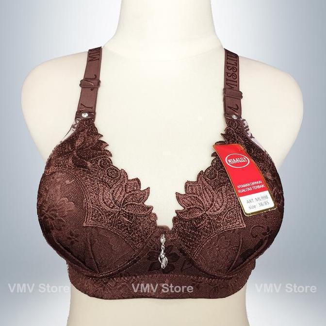 Murah Bh Wanita Cup B Tanpa Kawat Misslily 998 Motif Emboss Elegan Kait 3 Bra Cup Besar Miss Lily As