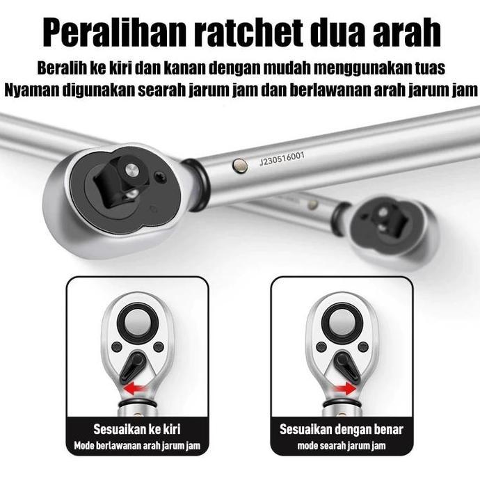 Murah Reaim Tire Repair Kunci Torsi Sepeda 3/8 1/2 Drive Persegi 20-220N.M Ratchet Wrench Tire Repai