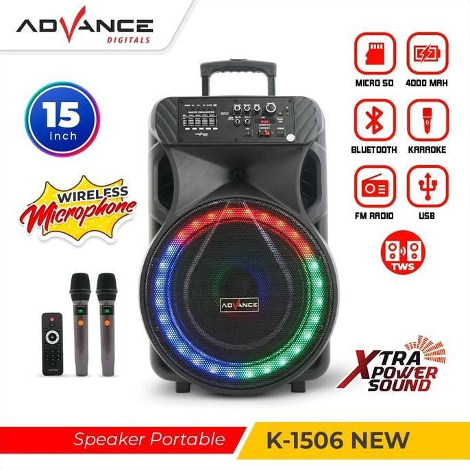 CODAdvance K-1506 Speaker Bluetooth 15" 2 Mic Bluetooth Speaker Luar Ruangan Best