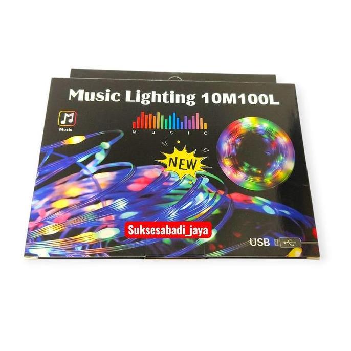 Lampu Pohon Natal MUSIC LIGHTING 10meter 100LED/Lampu Musik 10meter 100LED (Dekorasi Natal Hiasan Na